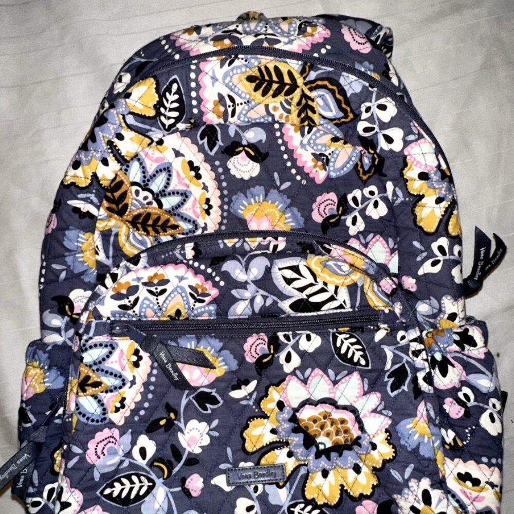 Vera Bradley Quilted Backpack | Blue Pink Yellow | Like New